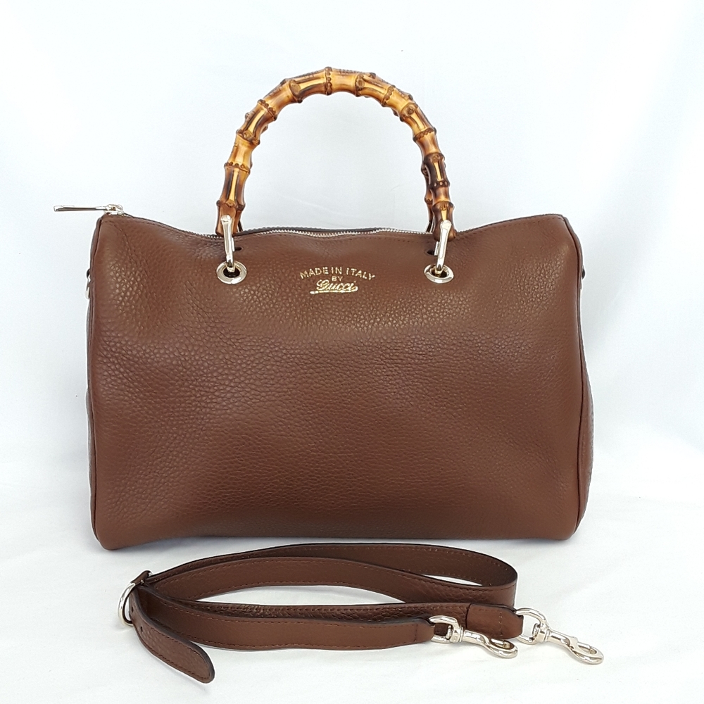 New GUCCI 353124 Bamboo leather crossbody bag